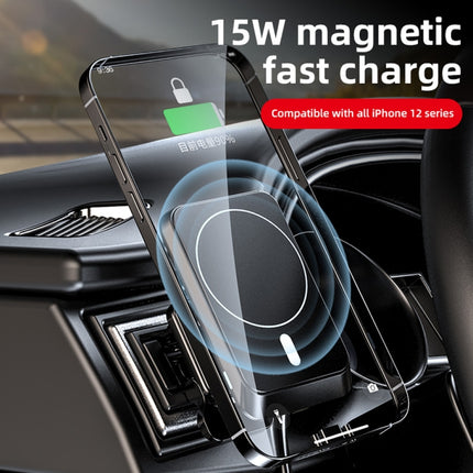 W-987 Magnetic Suction 15W Wireless Charger Car Air Outlet Bracket for iPhone and other Smart Phones(Black)-garmade.com