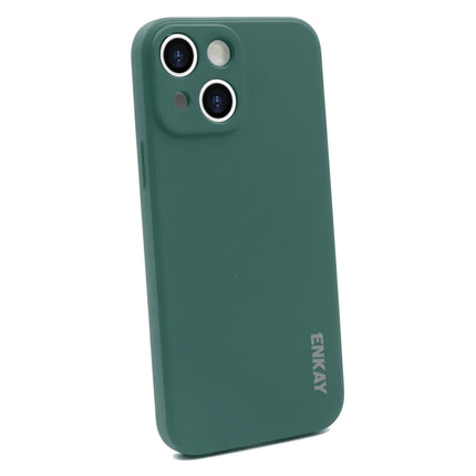 Hat-Prince ENKAY Liquid Silicone Shockproof Protective Case Cover for iPhone 13 mini(Dark Green)-garmade.com