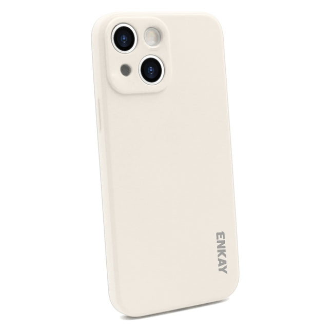 Hat-Prince ENKAY Liquid Silicone Shockproof Protective Case Cover for iPhone 13(Beige)-garmade.com