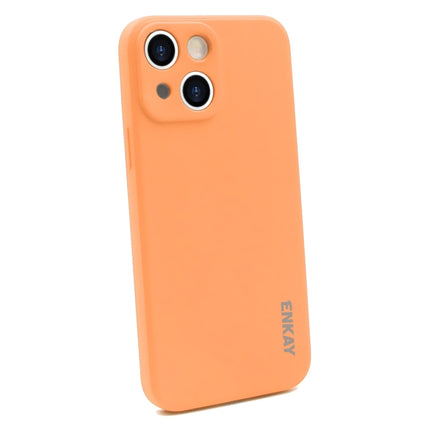 Hat-Prince ENKAY Liquid Silicone Shockproof Protective Case Cover for iPhone 13(Orange)-garmade.com