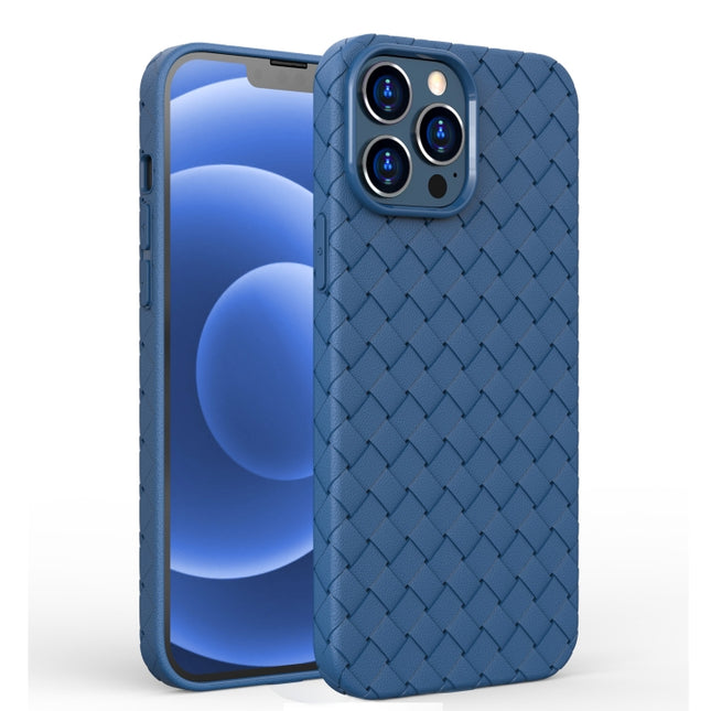 Full Coverage Woven Shockproof TPU Case For iPhone 13 Pro Max(Blue)-garmade.com