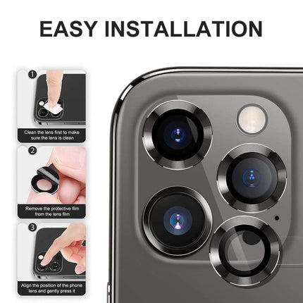 ENKAY Hat-Prince Aluminium Alloy + Tempered Glass Camera Lens Cover Film Ring for iPhone 13 Pro / 13 Pro Max(Graphite)-garmade.com