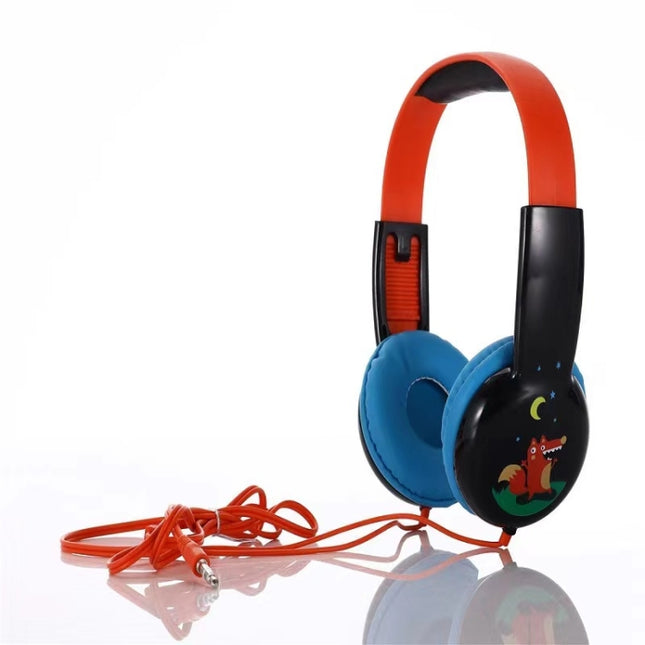 KID101 Portable Cute Children Learning Wired Headphone(Black Red)-garmade.com