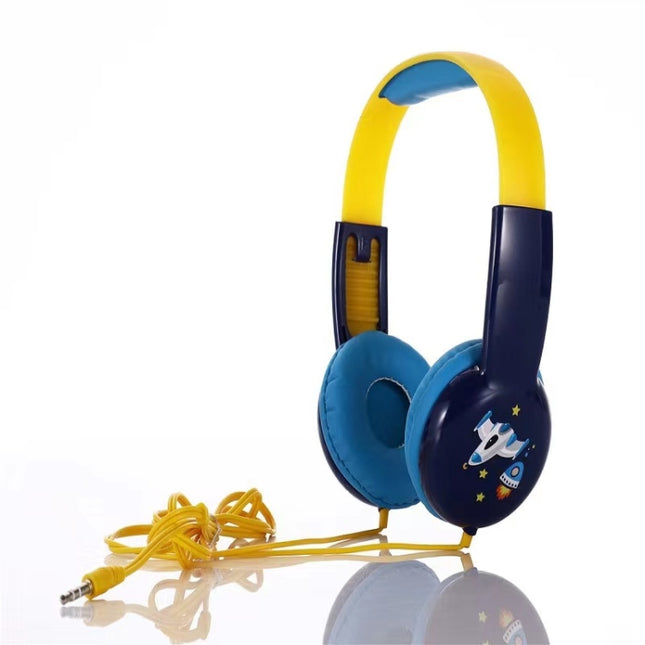 KID101 Portable Cute Children Learning Wired Headphone(Black Yellow)-garmade.com