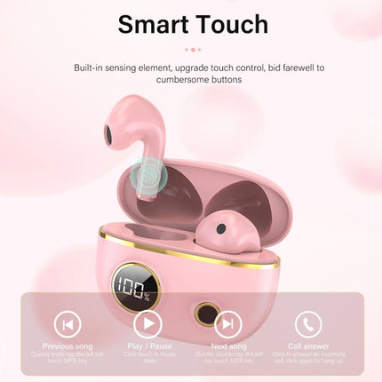 PRO100 TWS Bluetooth 5.2 Noise Canceling Waterproof Earphones 9D Stereo Sports Headphone with Charging Case(Pink)-garmade.com
