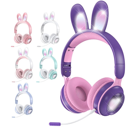 KE-01 Rabbit Ear Wireless Bluetooth 5.0 Stereo Music Foldable Headset with Mic For PC(Ivory White)-garmade.com