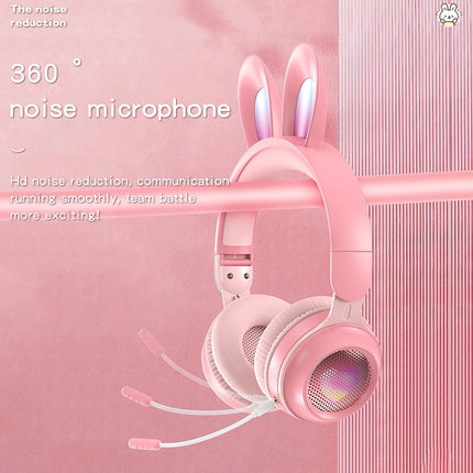 KE-01 Rabbit Ear Wireless Bluetooth 5.0 Stereo Music Foldable Headset with Mic For PC(Taro Purple)-garmade.com