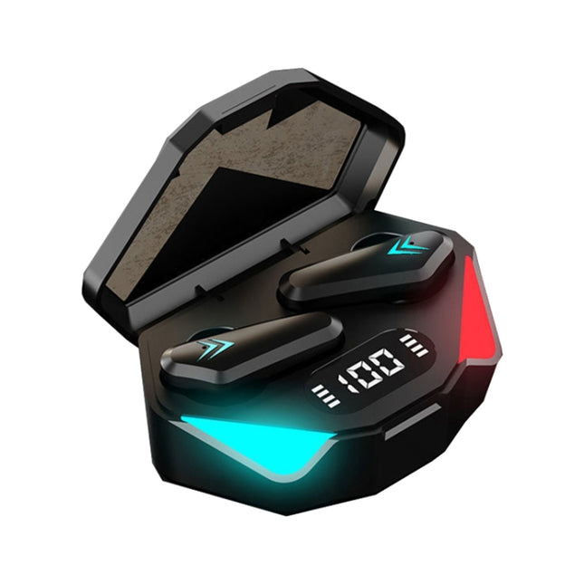 TWS-Y04 Bluetooth 5.0 TWS Binaural True Stereo Touch Control Gaming Earphone with LED Charging Case(Black)-garmade.com