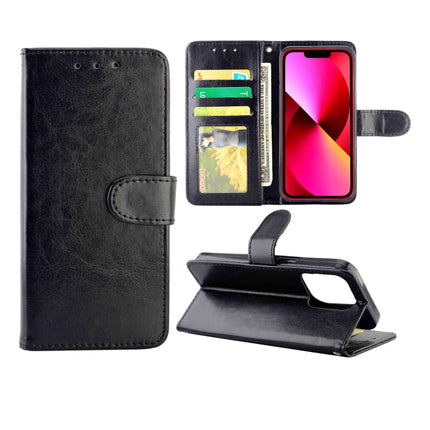 Crazy Horse Texture Leather Horizontal Flip Protective Case with Holder & Card Slots & Wallet & Photo Frame For iPhone 13 (Black)-garmade.com