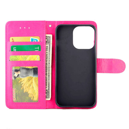 Crazy Horse Texture Leather Horizontal Flip Protective Case with Holder & Card Slots & Wallet & Photo Frame For iPhone 13 (Magenta)-garmade.com