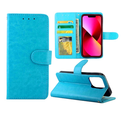 Crazy Horse Texture Leather Horizontal Flip Protective Case with Holder & Card Slots & Wallet & Photo Frame For iPhone 13 (Baby Blue)-garmade.com