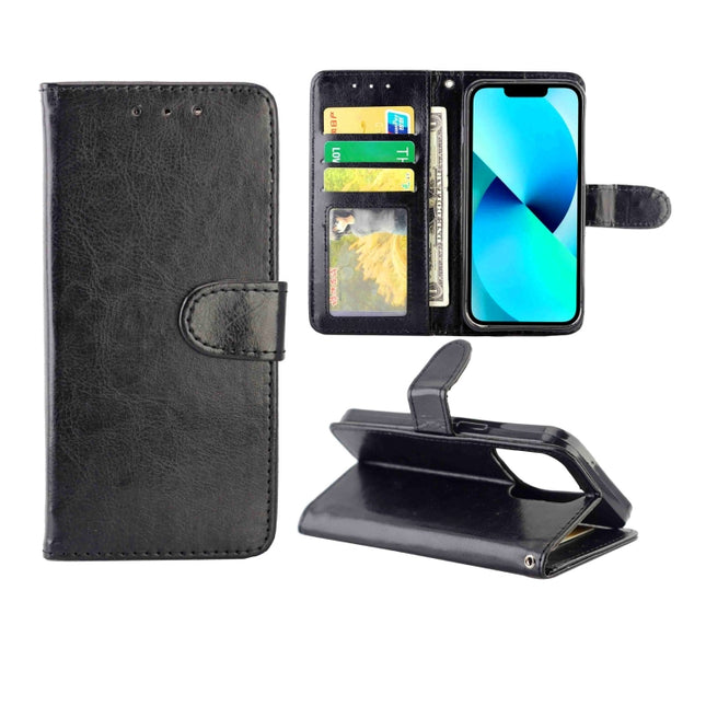Crazy Horse Texture Leather Horizontal Flip Protective Case with Holder & Card Slots & Wallet & Photo Frame For iPhone 13 Pro (Black)-garmade.com