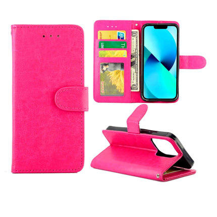 Crazy Horse Texture Leather Horizontal Flip Protective Case with Holder & Card Slots & Wallet & Photo Frame For iPhone 13 Pro (Magenta)-garmade.com