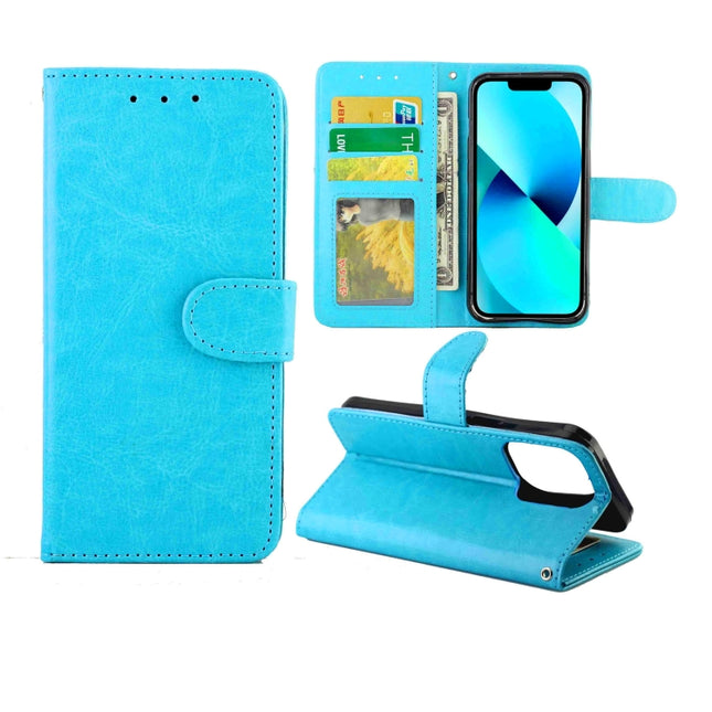 Crazy Horse Texture Leather Horizontal Flip Protective Case with Holder & Card Slots & Wallet & Photo Frame For iPhone 13 Pro (Baby Blue)-garmade.com
