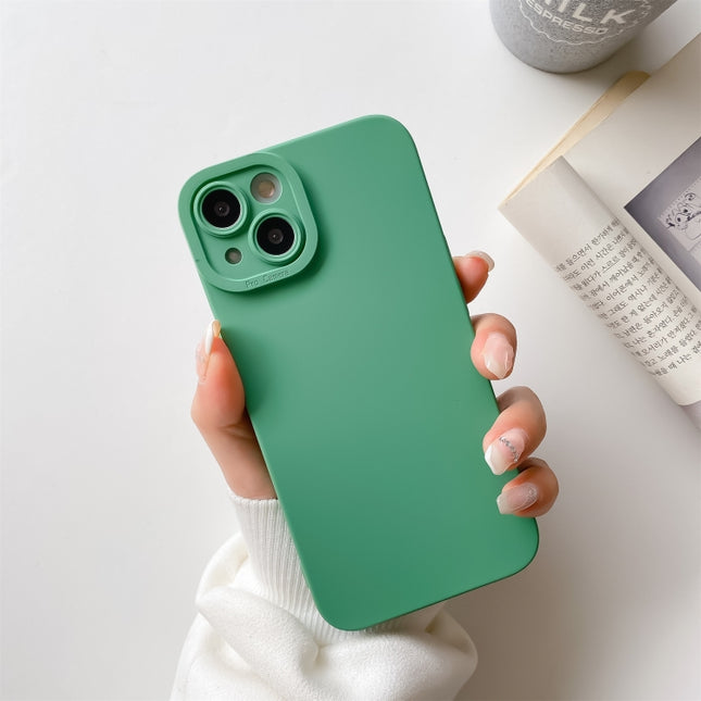 Straight-Edge Solid Color Liquid Silicone Shockproof Full Coverage Protective Case For iPhone 13 Pro(Green)-garmade.com