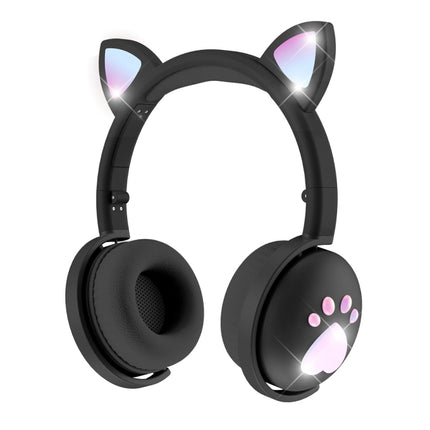 BK9 HiFi 7.1 Surround Sound Cat Claw Luminous Cat Ear Bluetooth Gaming Headset with Mic(Black)-garmade.com