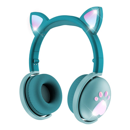 BK9 HiFi 7.1 Surround Sound Cat Claw Luminous Cat Ear Bluetooth Gaming Headset with Mic(Green)-garmade.com