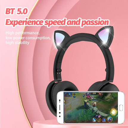 BK9 HiFi 7.1 Surround Sound Cat Claw Luminous Cat Ear Bluetooth Gaming Headset with Mic(Black)-garmade.com