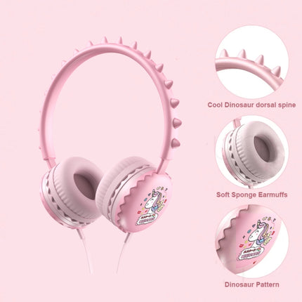 Y19 Cute Cartoon Stereo Music Wired Headphones with Microphone(Cute Dinosaur)-garmade.com
