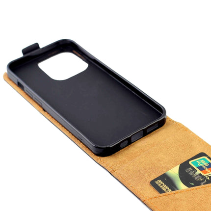 Business Style Vertical Flip TPU Leather Case with Card Slot For iPhone 13 Pro(Black)-garmade.com