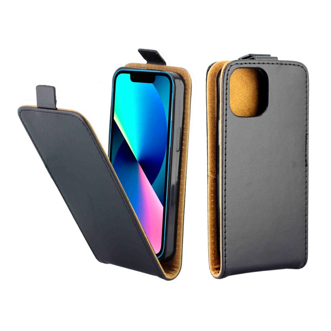 Business Style Vertical Flip TPU Leather Case with Card Slot For iPhone 13 mini(Black)-garmade.com