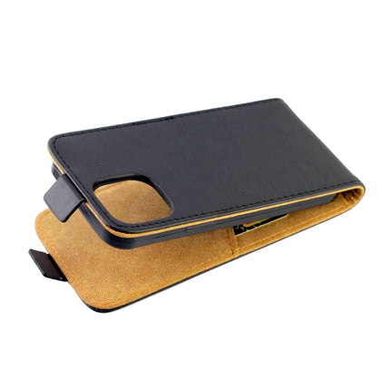 Business Style Vertical Flip TPU Leather Case with Card Slot For iPhone 13 mini(Black)-garmade.com