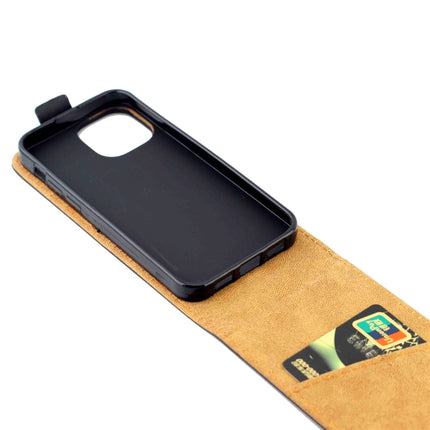 Business Style Vertical Flip TPU Leather Case with Card Slot For iPhone 13 mini(Black)-garmade.com