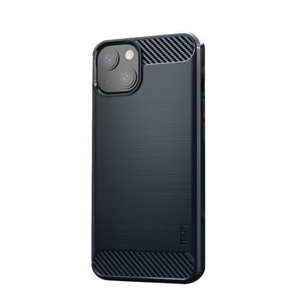 MOFI Gentleness Series Brushed Texture Carbon Fiber Soft TPU Case For iPhone 13 mini (Blue)-garmade.com