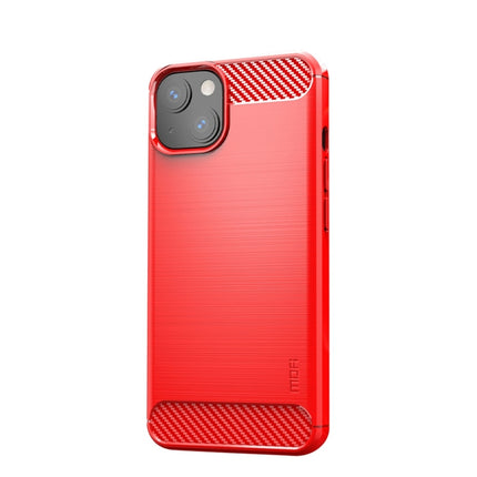 MOFI Gentleness Series Brushed Texture Carbon Fiber Soft TPU Case For iPhone 13 mini (Red)-garmade.com