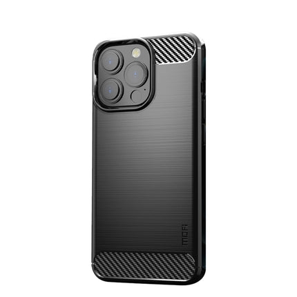 MOFI Gentleness Series Brushed Texture Carbon Fiber Soft TPU Case For iPhone 13 Pro (Black)-garmade.com