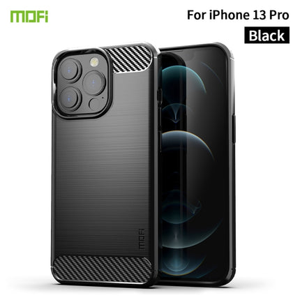 MOFI Gentleness Series Brushed Texture Carbon Fiber Soft TPU Case For iPhone 13 Pro (Black)-garmade.com