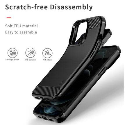 MOFI Gentleness Series Brushed Texture Carbon Fiber Soft TPU Case For iPhone 13 Pro (Black)-garmade.com