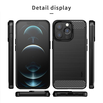 MOFI Gentleness Series Brushed Texture Carbon Fiber Soft TPU Case For iPhone 13 Pro (Black)-garmade.com