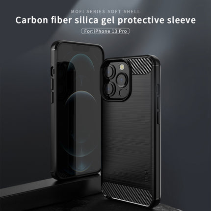 MOFI Gentleness Series Brushed Texture Carbon Fiber Soft TPU Case For iPhone 13 Pro (Blue)-garmade.com