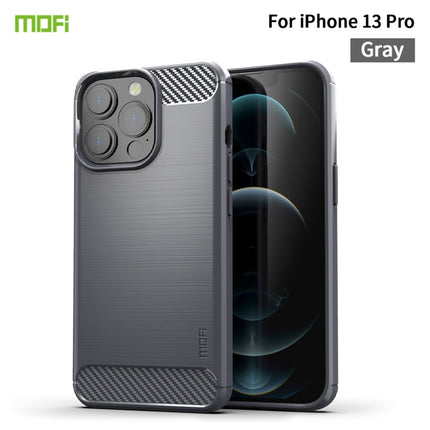 MOFI Gentleness Series Brushed Texture Carbon Fiber Soft TPU Case For iPhone 13 Pro (Gray)-garmade.com