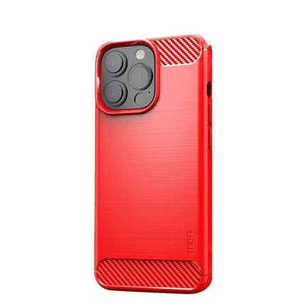 MOFI Gentleness Series Brushed Texture Carbon Fiber Soft TPU Case For iPhone 13 Pro (Red)-garmade.com