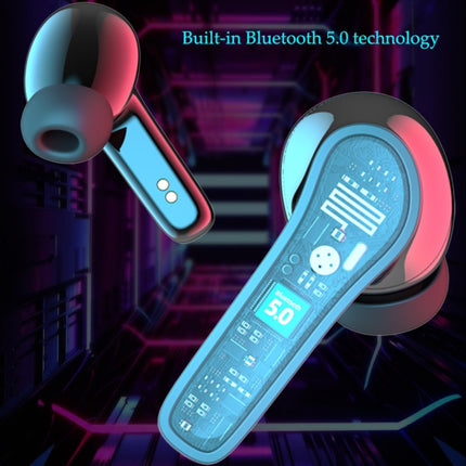 TWS-Y03 Bluetooth 5.2 Zero Delay Game Earphones with LED Digital Display Charging Box(Black)-garmade.com