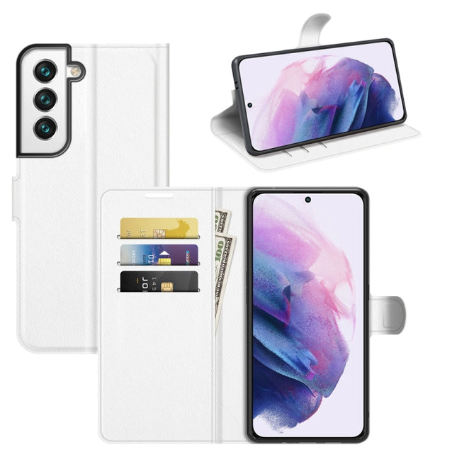 For Samsung Galaxy S22+ 5G Litchi Texture Horizontal Flip Protective Case with Holder & Card Slots & Wallet(White)-garmade.com