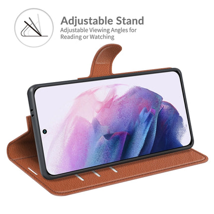 For Samsung Galaxy S22+ 5G Litchi Texture Horizontal Flip Protective Case with Holder & Card Slots & Wallet(Brown)-garmade.com