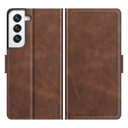For Samsung Galaxy S22+ 5G Dual-side Magnetic Buckle Horizontal Flip Leather Case with Holder & Card Slots & Wallet(Brown)-garmade.com