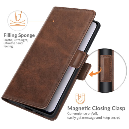 For Samsung Galaxy S22+ 5G Dual-side Magnetic Buckle Horizontal Flip Leather Case with Holder & Card Slots & Wallet(Brown)-garmade.com