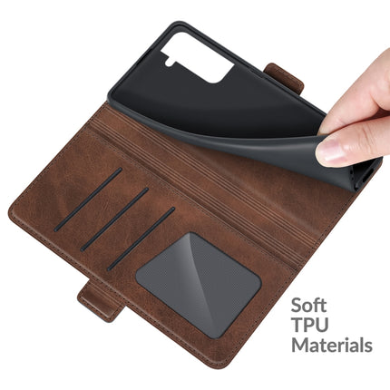 For Samsung Galaxy S22+ 5G Dual-side Magnetic Buckle Horizontal Flip Leather Case with Holder & Card Slots & Wallet(Brown)-garmade.com