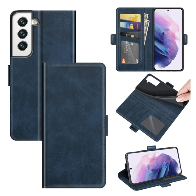 For Samsung Galaxy S22+ 5G Dual-side Magnetic Buckle Horizontal Flip Leather Case with Holder & Card Slots & Wallet(Dark Blue)-garmade.com
