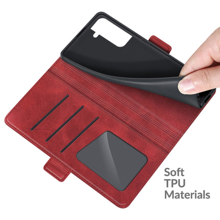For Samsung Galaxy S22+ 5G Dual-side Magnetic Buckle Horizontal Flip Leather Case with Holder & Card Slots & Wallet(Red)-garmade.com