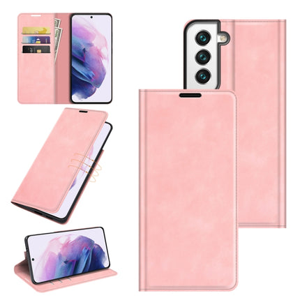 For Samsung Galaxy S22+ 5G Retro-skin Business Magnetic Suction Leather Case with Holder & Card Slots & Wallet(Pink)-garmade.com