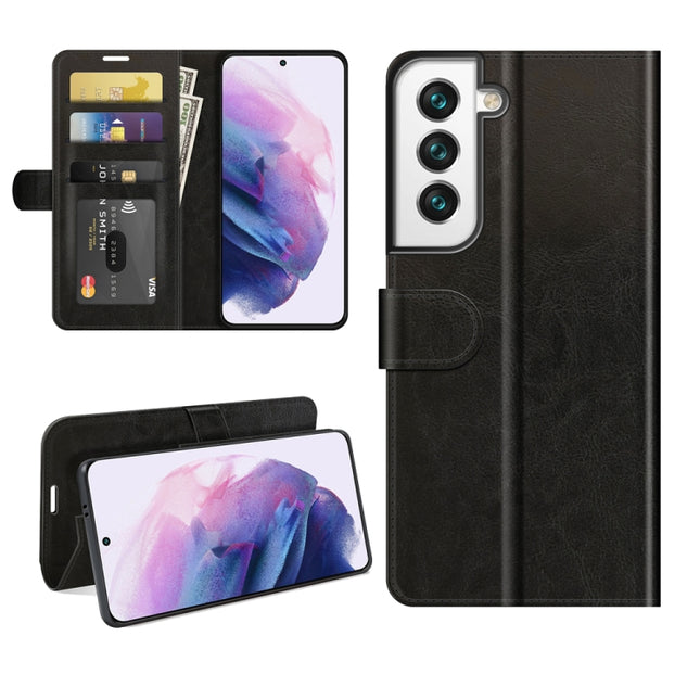For Samsung Galaxy S22+ 5G R64 Texture Single Horizontal Flip Protective Case with Holder & Card Slots & Wallet& Photo Frame(Black)-garmade.com