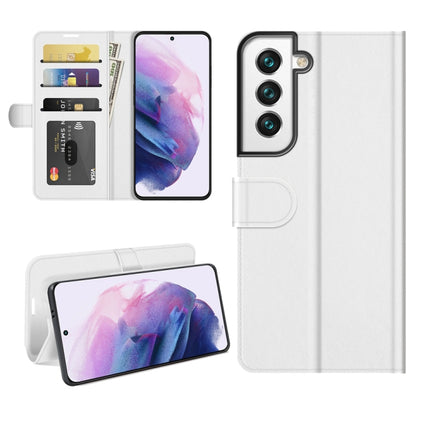 For Samsung Galaxy S22+ 5G R64 Texture Single Horizontal Flip Protective Case with Holder & Card Slots & Wallet& Photo Frame(White)-garmade.com