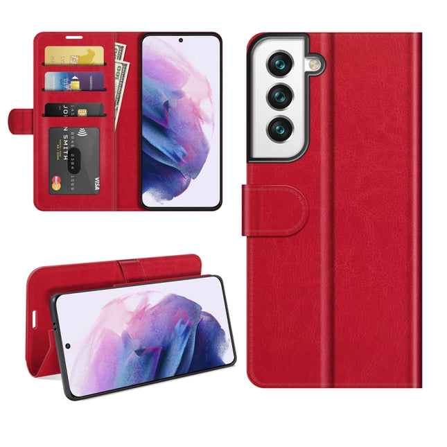 For Samsung Galaxy S22+ 5G R64 Texture Single Horizontal Flip Protective Case with Holder & Card Slots & Wallet& Photo Frame(Red)-garmade.com