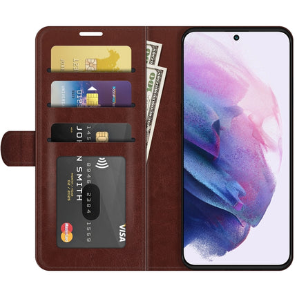 For Samsung Galaxy S22+ 5G R64 Texture Single Horizontal Flip Protective Case with Holder & Card Slots & Wallet& Photo Frame(Brown)-garmade.com