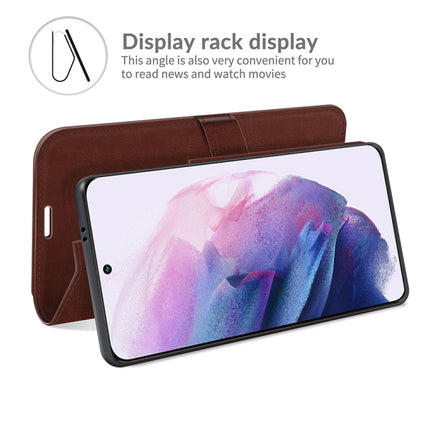 For Samsung Galaxy S22+ 5G R64 Texture Single Horizontal Flip Protective Case with Holder & Card Slots & Wallet& Photo Frame(Brown)-garmade.com
